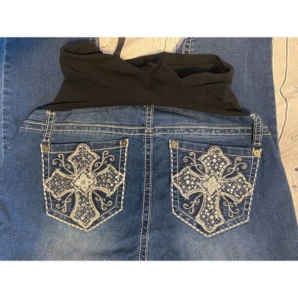 ZANA DI Maternity Jeans Size L Bling Detail on Pockets - Picture 6 of 7